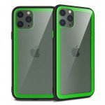 Wholesale iPhone 11 Pro Max (6.5in) Clear Slim Matte Hybrid Bumper Case (Black Green)